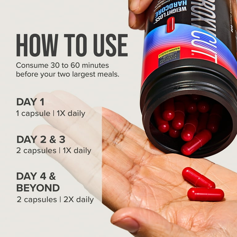 Hydroxycut Hardcore Weight Loss Capsules, Burn Calories, Increase Energy, 60 Ct, 30 Servings