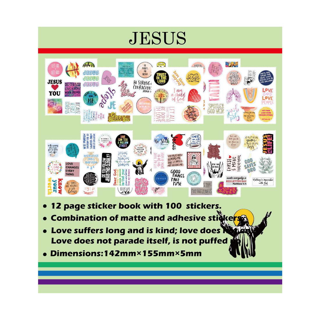 10/30/50pcs Inspirational Jesus Christian Phase Stickers Bible