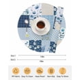 thumbnail image 6 of 13 Inch Round Placemats Set of 6, Blue Floral Non Slip Heat Insulation PP Table Mats, Spring Flowers Plants Patchwork Grid Bohemia Washable Place Mats for Kitchen Dining Party Table Decor, 6 of 7