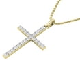 thumbnail image 3 of Dazzlingrock Collection Round White Diamond Cross Religious Pendant for Her with Gold Chain (0.50 ctw, Color I-J, Clarity I1-I2) in 18K Yellow Gold, 3 of 5