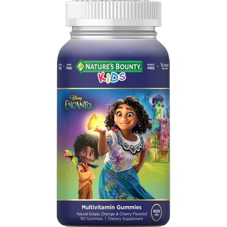 Nature’s Bounty Disney Encanto Kids Multivitamin Gummies, Natural Grape, Orange & Cherry Flavored, 180 Ct