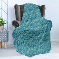thumbnail image 4 of Octopus Ship Soft Flannel Fleece Throw Blanket, Nautical Starfish Ship Wheel Turtle Bubbles Coral Jellyfish Doodle, Cozy Plush for Indoor and Outdoor Use, 50" x 70", Sea Blue Multicolor, by Ambesonne, 4 of 5