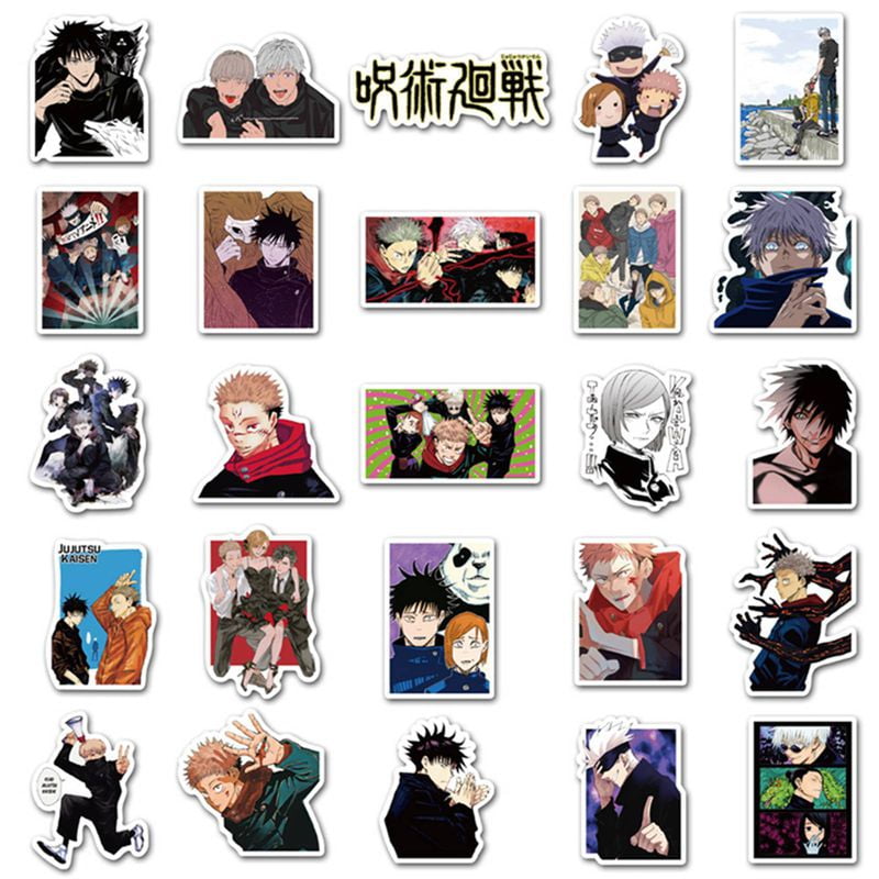 taicanon jujutsu kaisen stickers for water bottle 50pcs japanese anime stickers waterproof bike skateboard luggage decal 50pcs style 2 walmart com