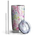 thumbnail image 2 of 20oz Tumblers Pink Breast Cancer and Pioneer Flower Stainless Steel Vacuum Insulated Double Wall Travel Tumbler Cups Mug with Lid and Straw,Cleaning Brush for Cold & Hot Drinks, 2 of 7