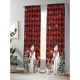 thumbnail image 4 of Winter Christmas Snowman Sheer Curtains 84 Inch Long 2 Panels, Elk Christmas Tree Balls Red Plaid Light Filtering Rod Pocket Semi Sheer Curtains, Sheer Voile Drapes for Living Room Bedroom, 52"x84", 4 of 5