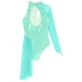 thumbnail image 6 of Doomiva Women Sequins Figure Ice Skating Dress One Shoulder Leotard Lyrical Dance Performance Mint Green XL, 6 of 7