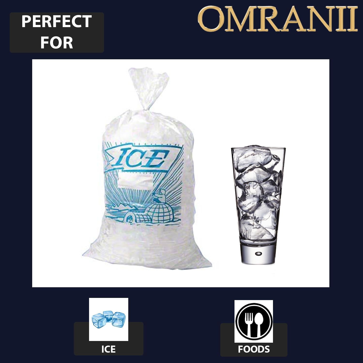 20lb Metallocene Ice Bag - 13.5"x28" & (500 Bags) 1.75Mil Printed Ice Bag - Heavy-Duty Plastic Ice Bags - Convenient Bulk Pack for Ice Storage and More