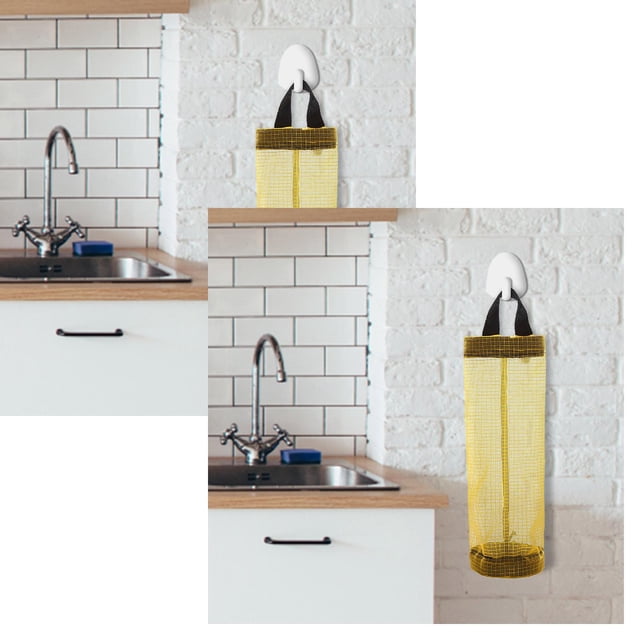 Oleegame 2PC Kitchen Rubbish Bag Round Storage Bag Miscellaneous Wall Hanging Organizer Convenient Extraction Box Storage Bag Kitchen Hanging Bag Yellow