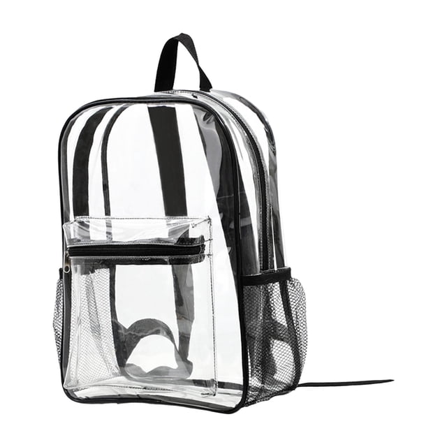 Mochila transparente Mochila grande para computadora portátil Mochila con cremallera Mochila informal Mochila escolar Negro Jinwen Paquete de PVC