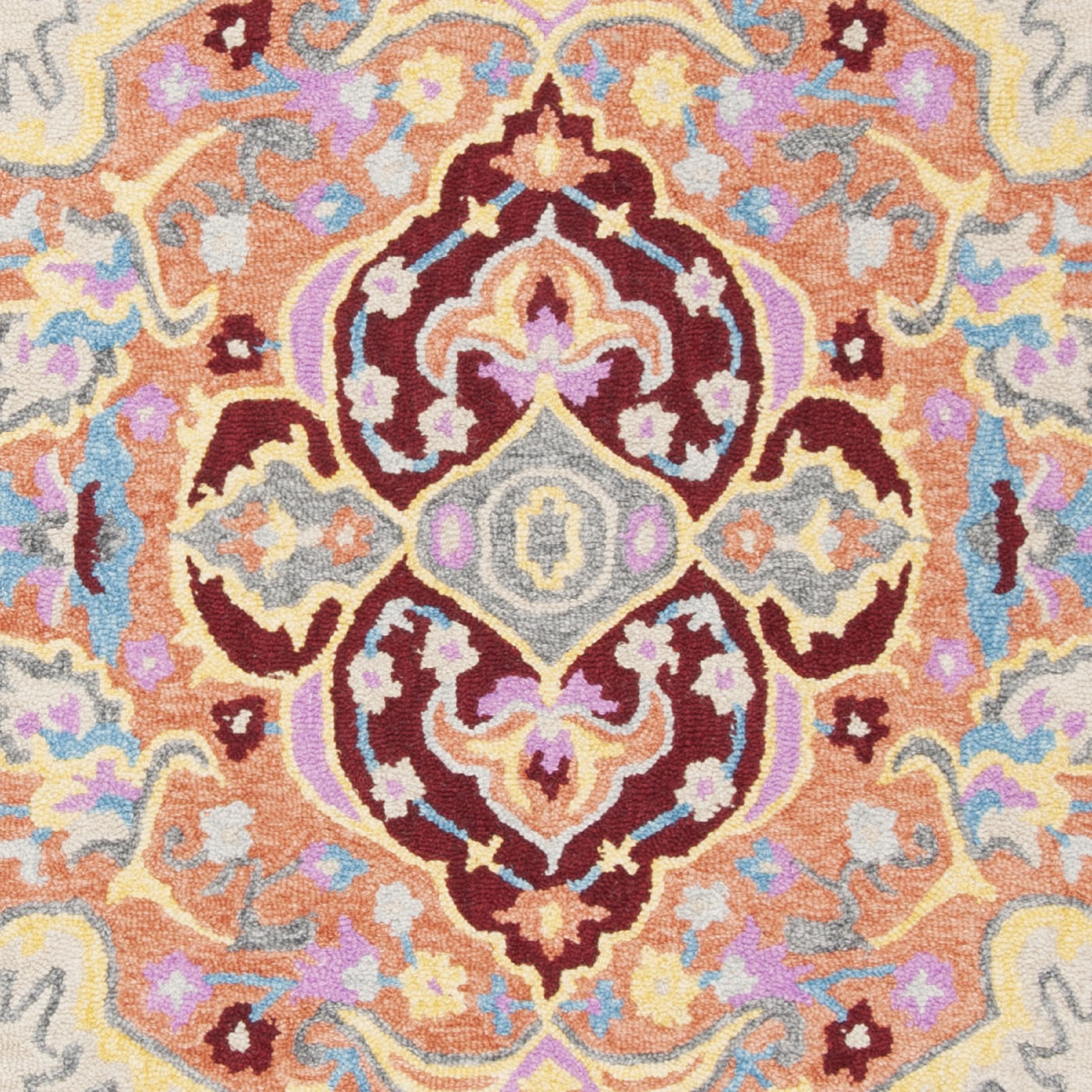 SAFAVIEH Micro-Loop Bosworth Floral Medallion Area Rug, Beige/Orange, 8' x 10'