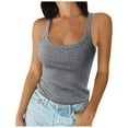 thumbnail image 1 of Women's Spaghetti Strap Scoop Neck Ribbed Tank Tops - Slim - Fitted Sleeveless Layering Shirts for All Seasons, 1 of 5