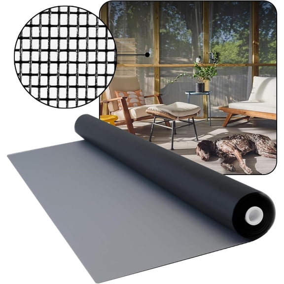 36 in x 50 ft Window Screen Mesh - Window Screen Replacement, Fiberglass Mesh Roll for Window, Patio Screen, Porch Screen, or Door - Charcoal
