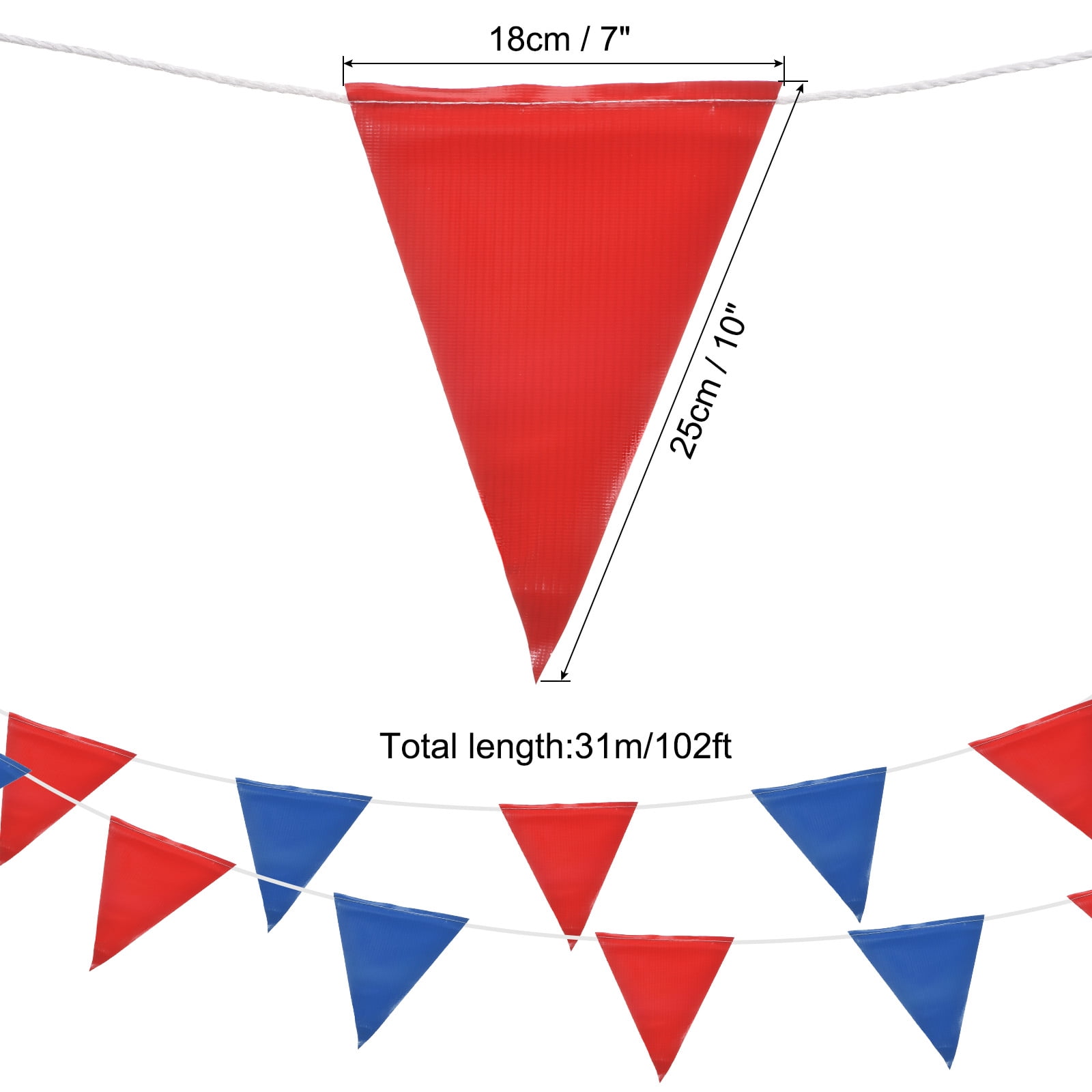 Uxcell 102ft 45pcs Caution Pennant Banner Flags Perimeter Marking Safety Flag for Traffic Construction Warning Red Blue