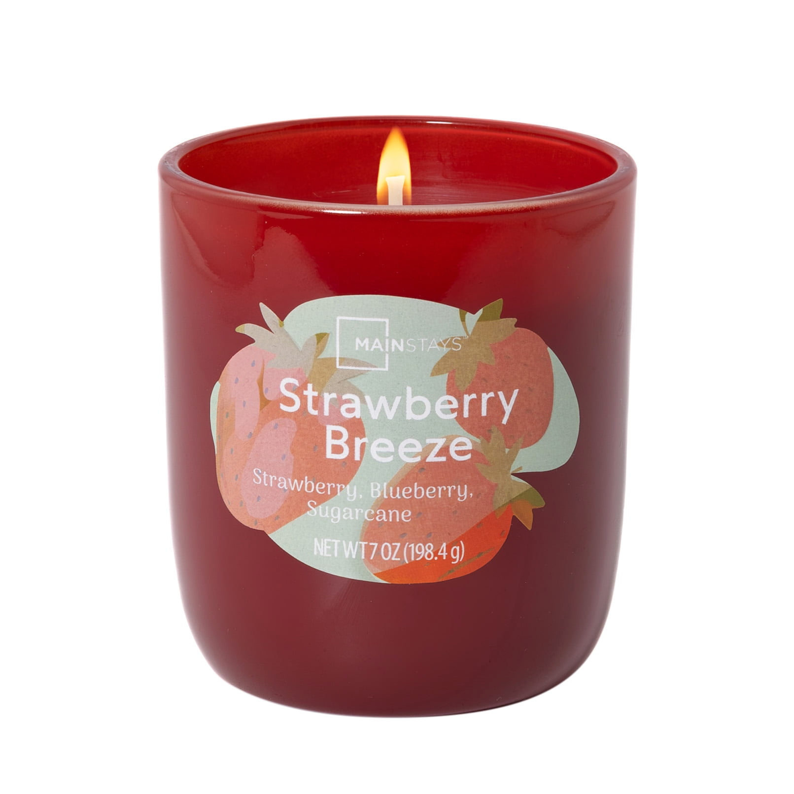 Mainstays 1-Wick Glossy Glass Candle, Strawberry Breeze, 7 oz