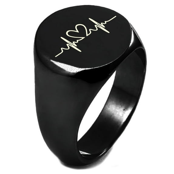 Sterling Silver Love Heart Lifeline Engraved Round Flat Top Polished Ring