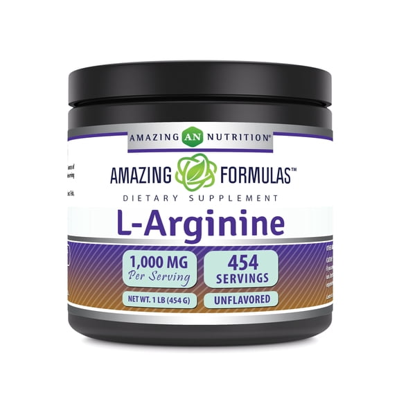 Amazing Formulas L-Arginine 1000mg Per Serving Powder 1Lbs Supplement | 454 Serving | Best Amino Acid Supplement for Women & Men | Non-GMO | Gluten Free