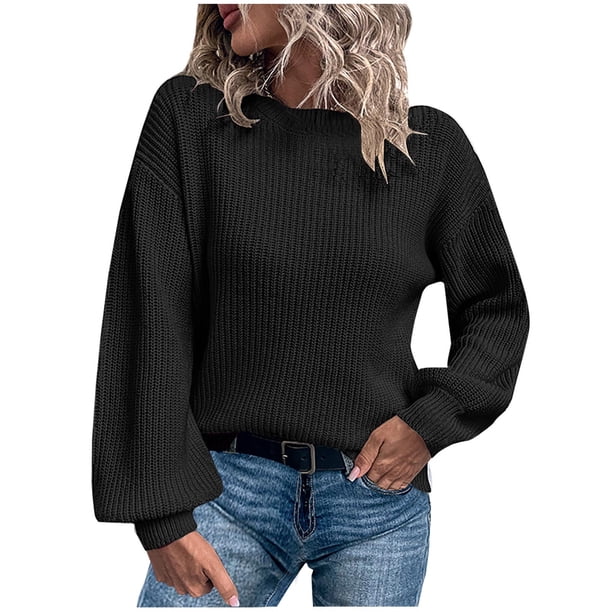 Suéteres para mujer Suéteres de otoño Cuello redondo Moda Color sólido Manga larga Pullove Casual Tops Odeerbi ODB-5