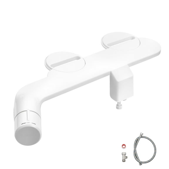 KFFKFF Non-Electric Bidet Attachment for Toilet, Dual Nozzles with Adjustable Water Pressure, Stainless Steel Inlet, Suitable for Rear and Feminine Cleaning, White