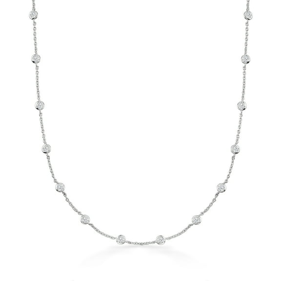 Ross-Simons 4.50 ct. t.w. Bezel-Set CZ Station Necklace in Sterling Silver, Women's, Adult