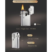 Luxury Retro Windproof Brass Kerosene Lighter, Soft-Flame, Automatic Ignition, Refillable, Camping, Safety Lock, Classic, Collectible, Fathers Birthday Gift, Thorens Gen 5 Single Claw Storm