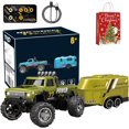 thumbnail image 1 of Mini Camion Tout-Terrain avec Lumières, 1:64 Mini Camion Monstre Rc, Télécommande 2.4ghz, 3 Vitesses Réglables, Camions Rc Rechargeables USB, Idées Cadeaux de Noël Anniversaire Cool (Vert avec Camion de Remorquage), 1 of 7