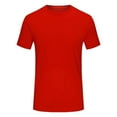 thumbnail image 1 of Zhuashum T-Shirts de Printemps pour Garçons, Blouse à Col Rond, Hauts Légers, Évacuation de l'Humidité, Manches Courtes d'Été, Vêtements Classiques pour Adolescents, Rouge Melon D\'eau, 9-10 Ans, 1 of 4