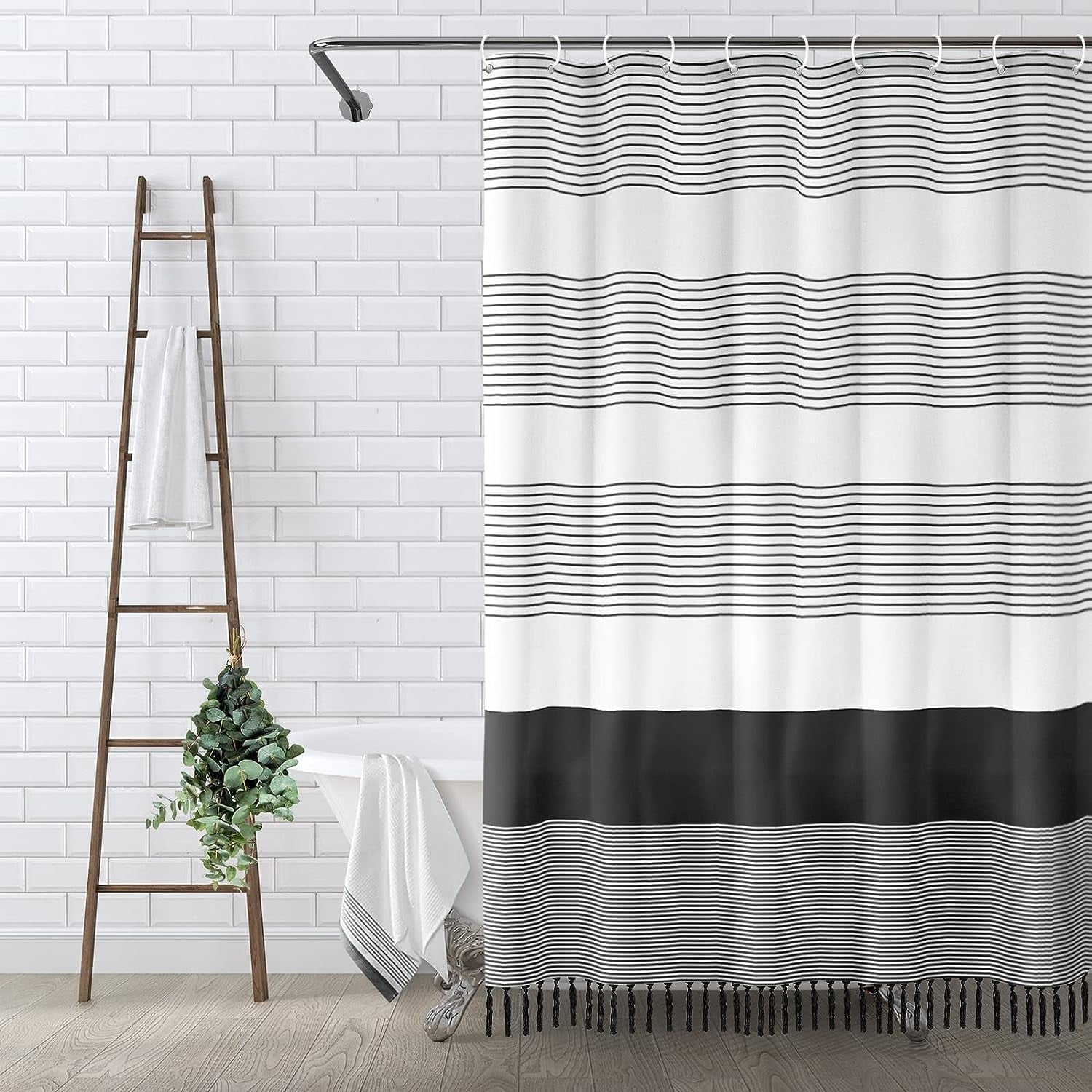 Sapphire Home 2 Pannelli Tendaggi A Cascata In Voile 84" (200 Cm) - Effetto Arricciato Verticale, Nero - 3