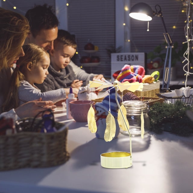 Hbdhejl Aromatherapy Candle Holder Girl'S Heart Golden Revolving Lantern Revolving Dinner Atmosphere Arrangement