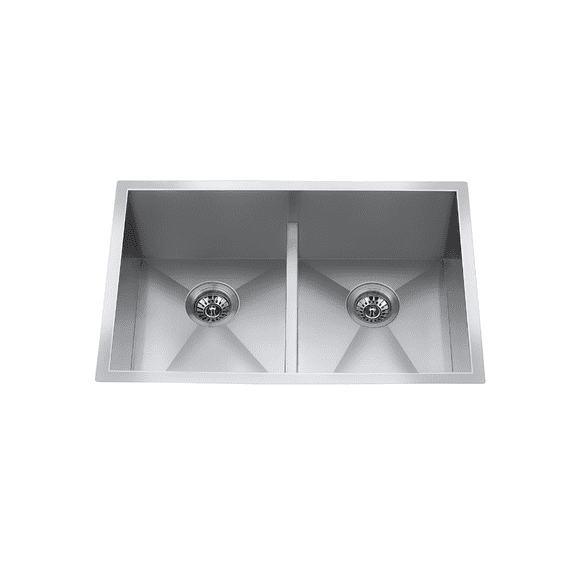 29 inch Zero Low Divide Double Bowl Kitchen Stainless Steel Sink with Strainer
