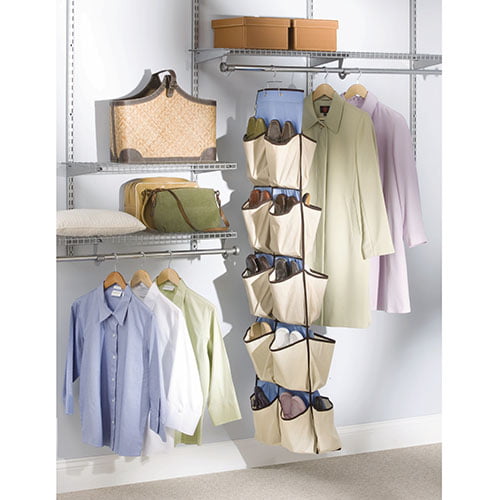 Clear/White 24-Pocket Over-The-Door Hanging Shoe Organizer