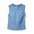 thumbnail image 1 of aohooy Cotton Linen Tank Tops for Women Summer Casual Sleeveless Cropped Shirt Blouses Boat Neck Beach Boho Vacation Vest 2026 Sky Blue,XL, 1 of 5
