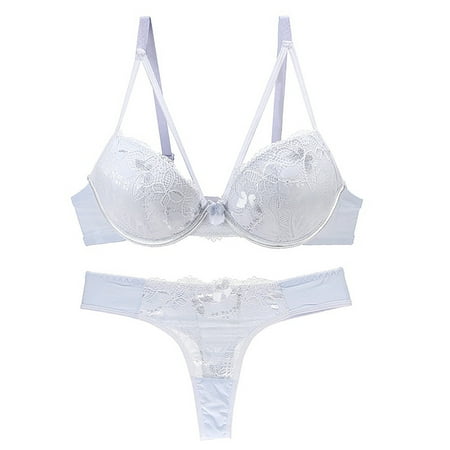 

kakina CMSX Clearance Women s Lingerie Set Sexy Lace Bra And Panties Summer Thin Lingerie Set White L