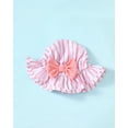 thumbnail image 6 of KIMI BEAR Newborn Baby Girls One-piece Swimsuits 6-12 Months Summer Bathing Suits Off the Shoulder Sleeveless Halter Bow Striped Beach Wear Holiday Rash Guard with Headband 2pcs Pink, 6 of 10