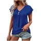 thumbnail image 1 of Blusa informal de manga corta con cuello en V para mujer de Umfun Fashion, color azul, talla M, 1 of 5