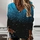 thumbnail image 1 of ICHUANYI Clearance Fashion Women Casual Long Sleeve Printed V-Neck Blouse T-Shirt Ladies Tops(Light blue, XXL) ICHUANYI WER2023081401658, 1 of 5