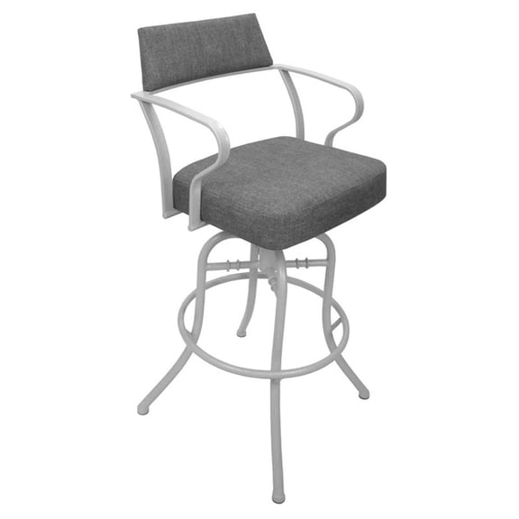 Pemberly Row Swivel Tilt Counter 26" Bar Stool Mojave Gray Fabric-White Frame