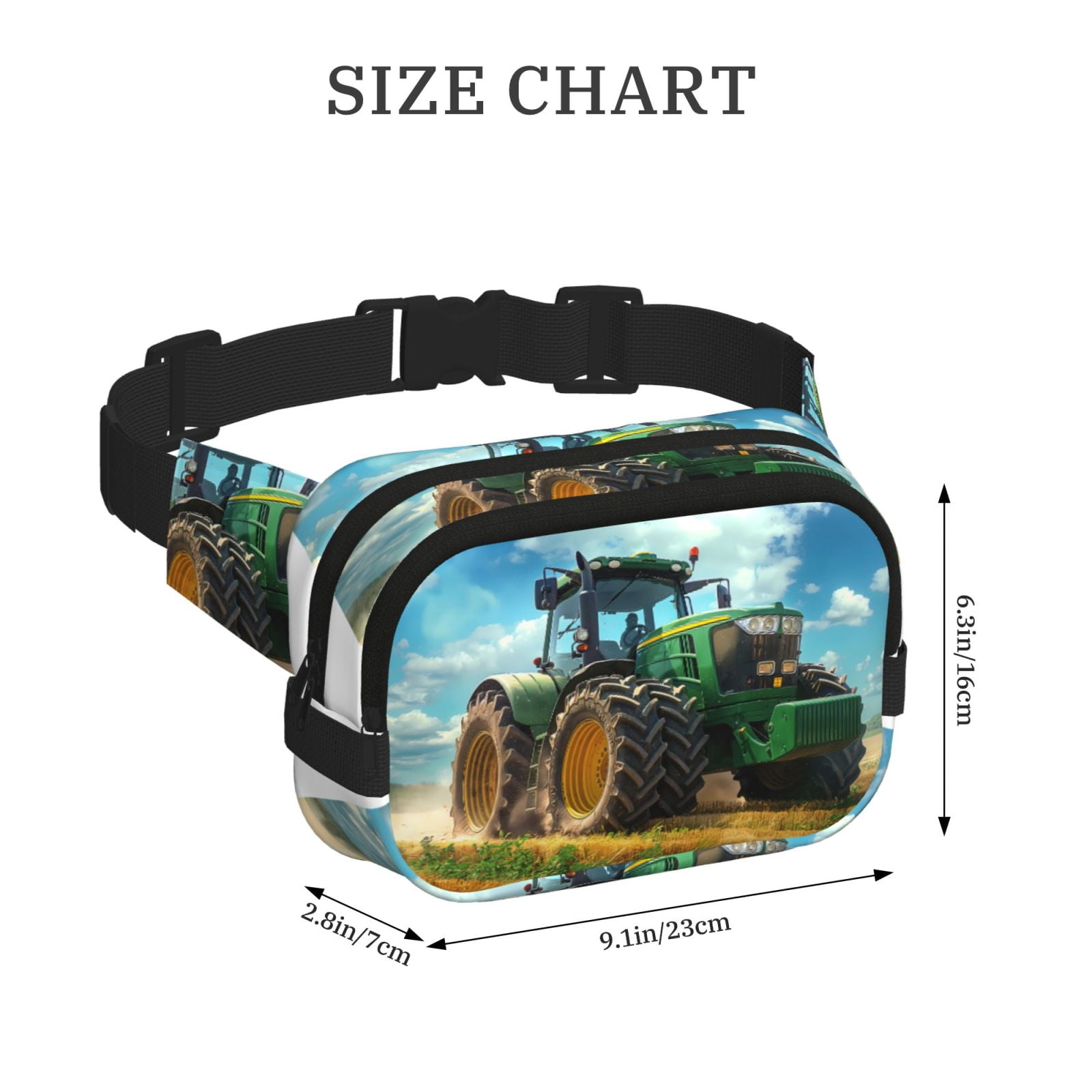 Kuqiui Green Tractor Field Print Fanny Packs for Women Cross Body Waist Bag Fashionable Fanny Pack Designer Workout Hiking Waist Pack Running Travel Gym