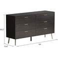 thumbnail image 2 of FUFU&GAGA 6 Drawer Black Dresser, 54” Double Dresser with Gold Metal Handles and Legs, Modern Chest of Drawers Wood Storage Cabinet for Bedroom Living Room, 55.1”W x 15.6”D x 30.2”H, 2 of 14