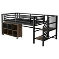 thumbnail image 6 of Newest Twin Metal Loft Bed Black,Low Profile with Storage Cubby & Stairs, 6 Rolling Bins, Space Saving Design, 6 of 16