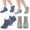 Blue+Gray, variant on 2 Pairs Unisex Fluffy Fuzzy Warm Slipper Socks for Men Women, Thick Fleece Lined Non-Slip Socks with Grip Indoor Floor