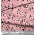 thumbnail image 2 of Soimoi Pink Heavy Satin Fabric Floral Love Text Fabric Prints By Yard 56 Inch Wide, 2 of 3