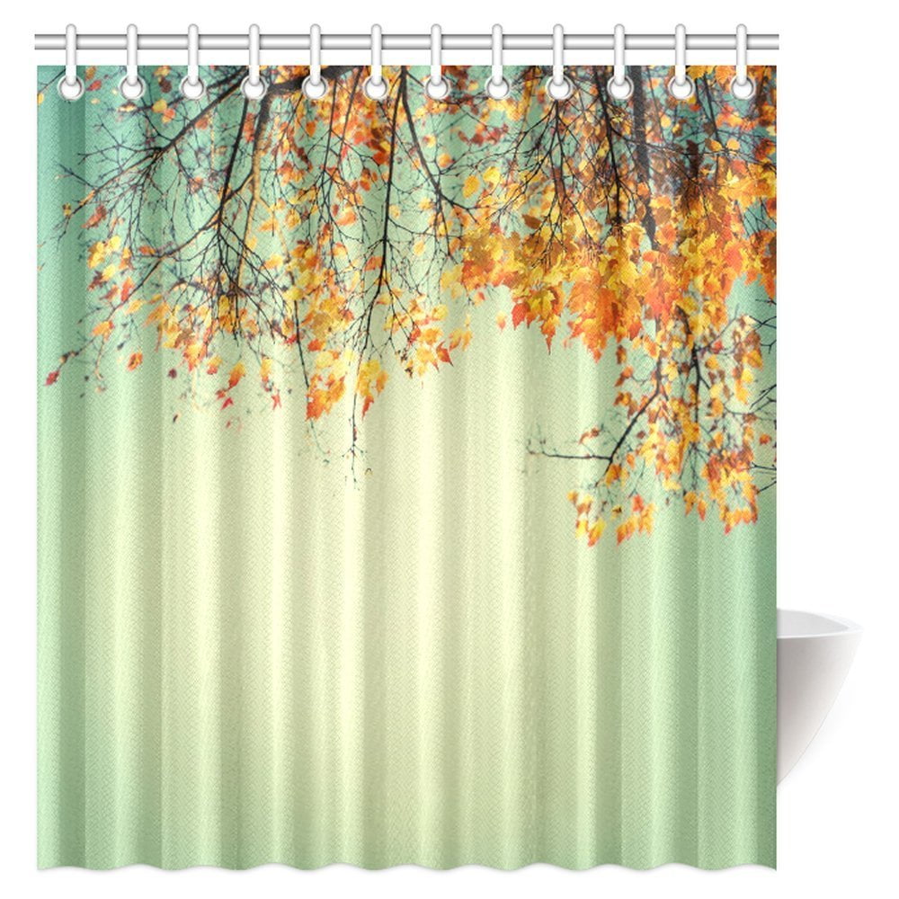 MYPOP Colorful Leaves in the Autumn Park Shower Curtain, Autumn Trees ...
