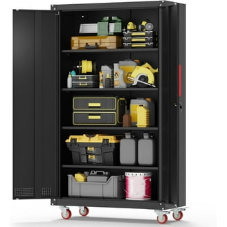 Hyper Tough 2 Shelf Plastic Garage Storage Cabinet 18.5Dx25.47Wx35