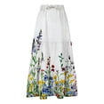 thumbnail image 5 of Gamivast Skirts for Women Elastic Waist Floral Maxi Skirt Tiered Long Skirt with Pockets Boho Skirt Holiday Skirt for Vacation Travel Weekend Wear Outfit White L, 5 of 7