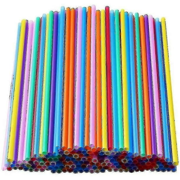 1000 pajitas desechables largas de plástico de colores - DYDZ