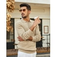 thumbnail image 4 of COOFANDY Mens Polo Shirt Classic Quarter Button Sweaters Slim Fit Long Sleeve Knitted Golf Shirts, 4 of 7