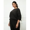 ELOQUII Elements Women's Plus Size French Terry Sweatshirt with Tie Wrist
