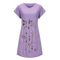 thumbnail image 3 of WTXUE Plus Size Dress, Embroidered Women Sleeves Size Casual Plus V-Neck Short Short Dress Women's Dress, Purple Dress, Purple 4XL, 3 of 6