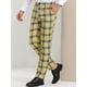 thumbnail image 2 of Pantalones de graduación a cuadros para hombre Pantalones de traje a cuadros formales de ajuste regular Amarillo azul S, 2 of 6