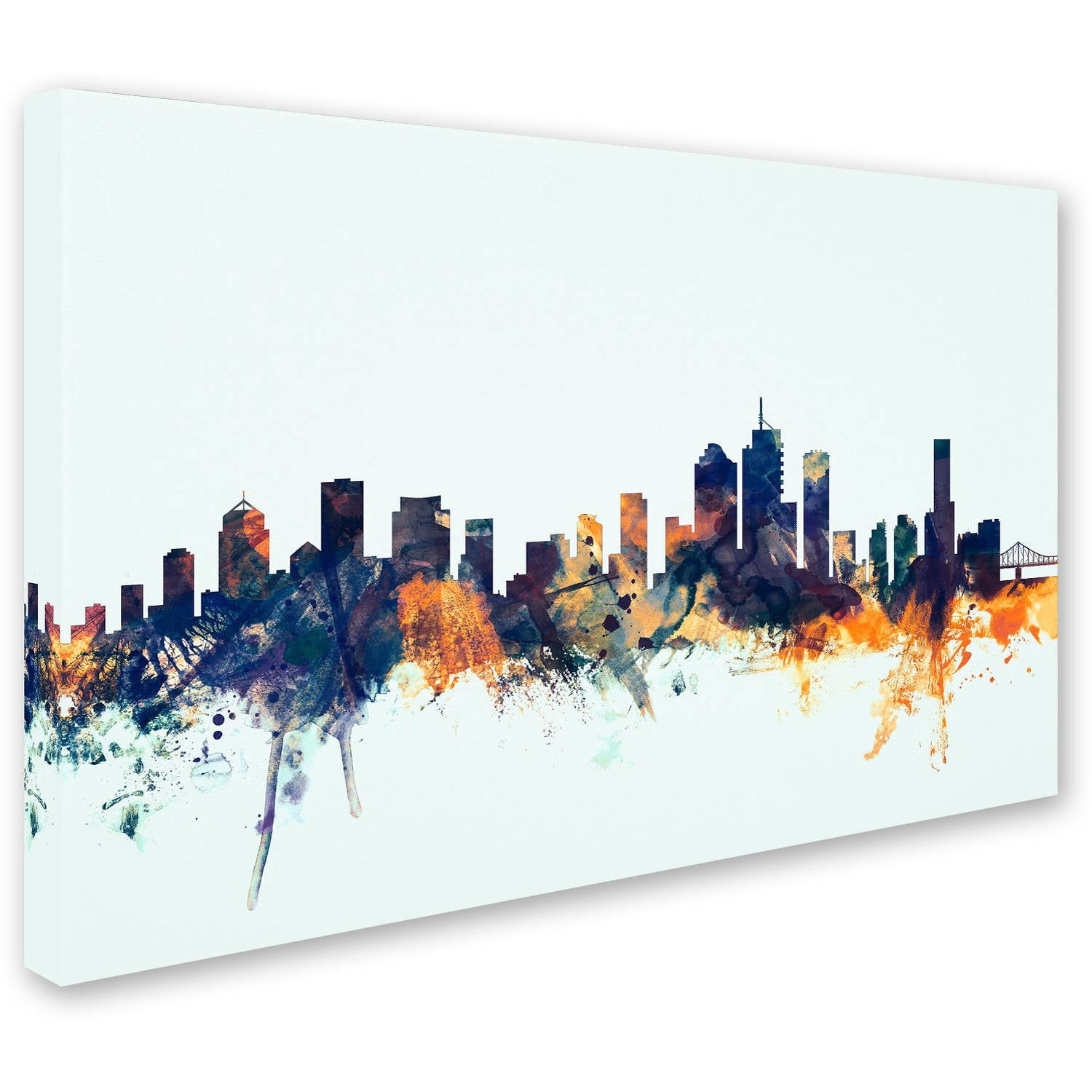 Trademark Fine Art "Brisbane Skyline Blue" Canvas Art by Michael Tompsett